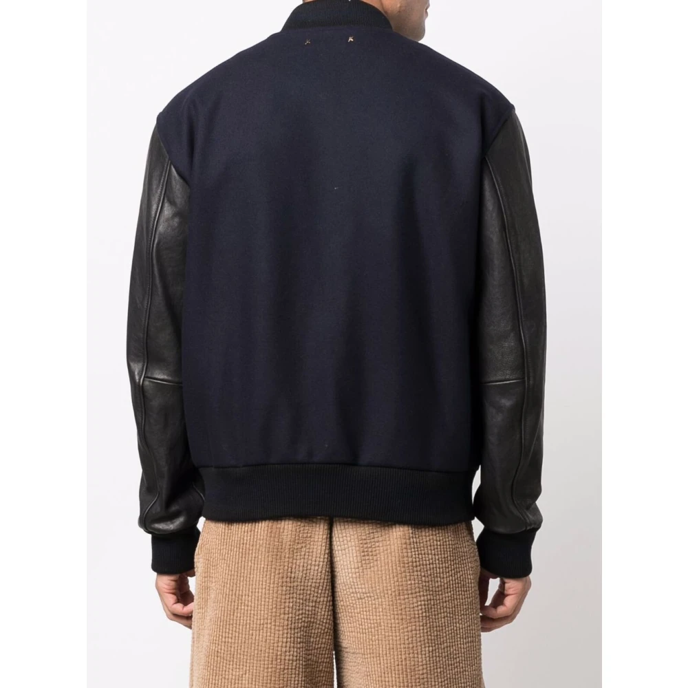 Golden Goose Bomberjack met leren mouwen Blue Heren