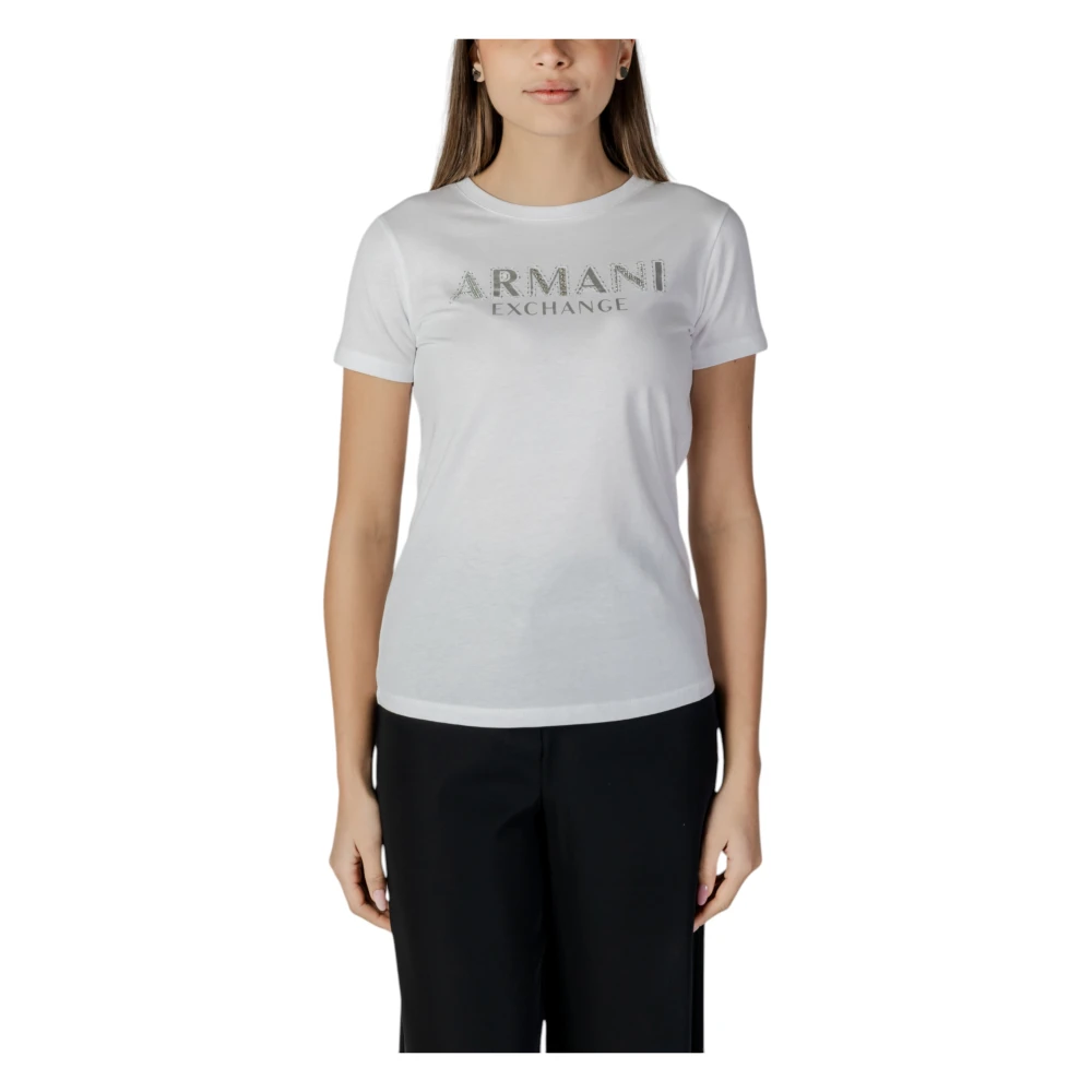 Armani Exchange Korte Mouw T-Shirt Lente Zomer Collectie White Dames