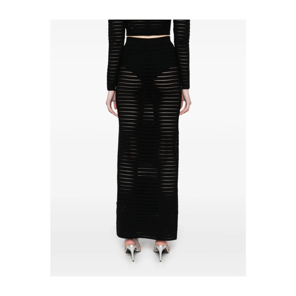 Elisabetta Franchi Zwarte Geribbelde Tailleband Mini Rok Black Dames