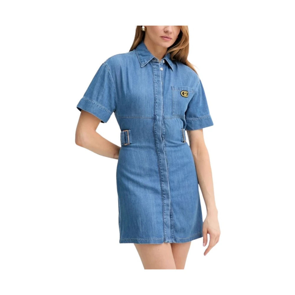 Liu Jo Kvinno Blå Klänningar Dam, S, Denim, Denim Skjortklänning