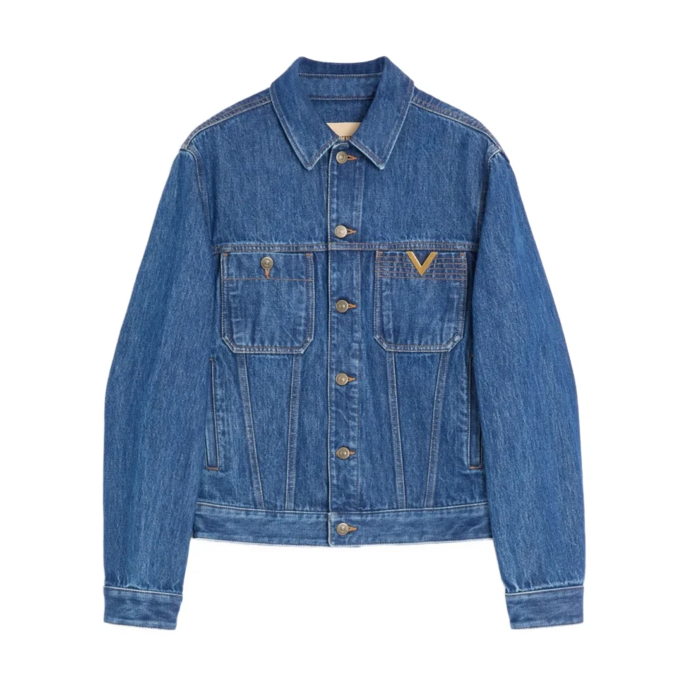 Valentino Men's Blue Denim Jackets, L, Denim Jacket With Vgold