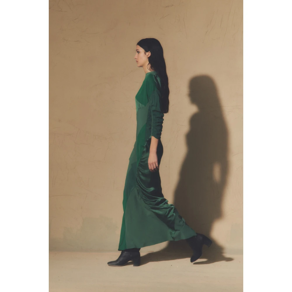 Cortana Collage lang patchwork groene jurk Green Dames