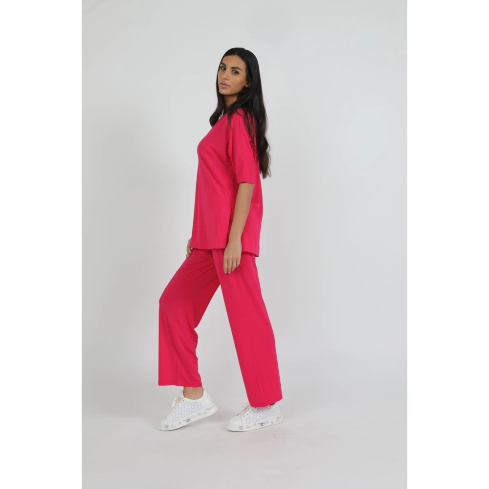 Max Mara Wijde Palazzo Broek Pink Dames