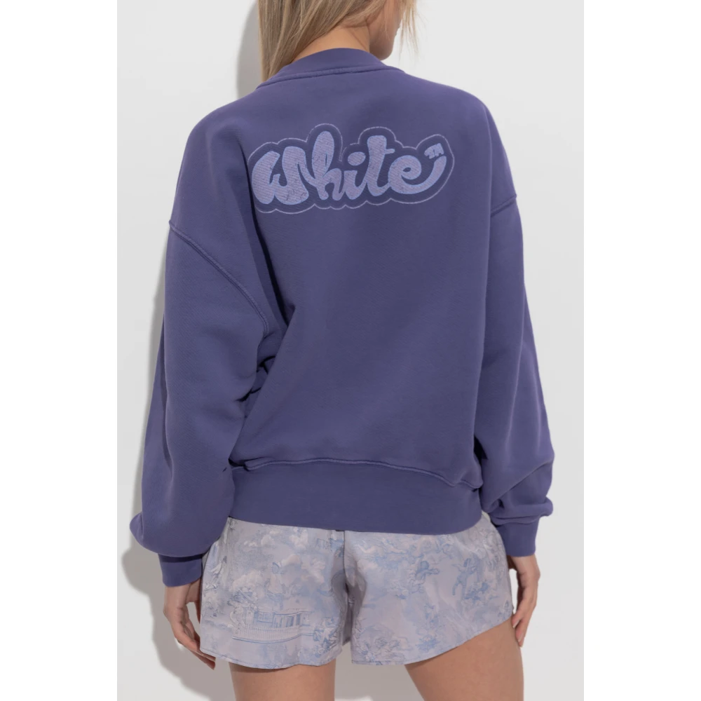 Off White Sweatshirt met logo Blue Dames