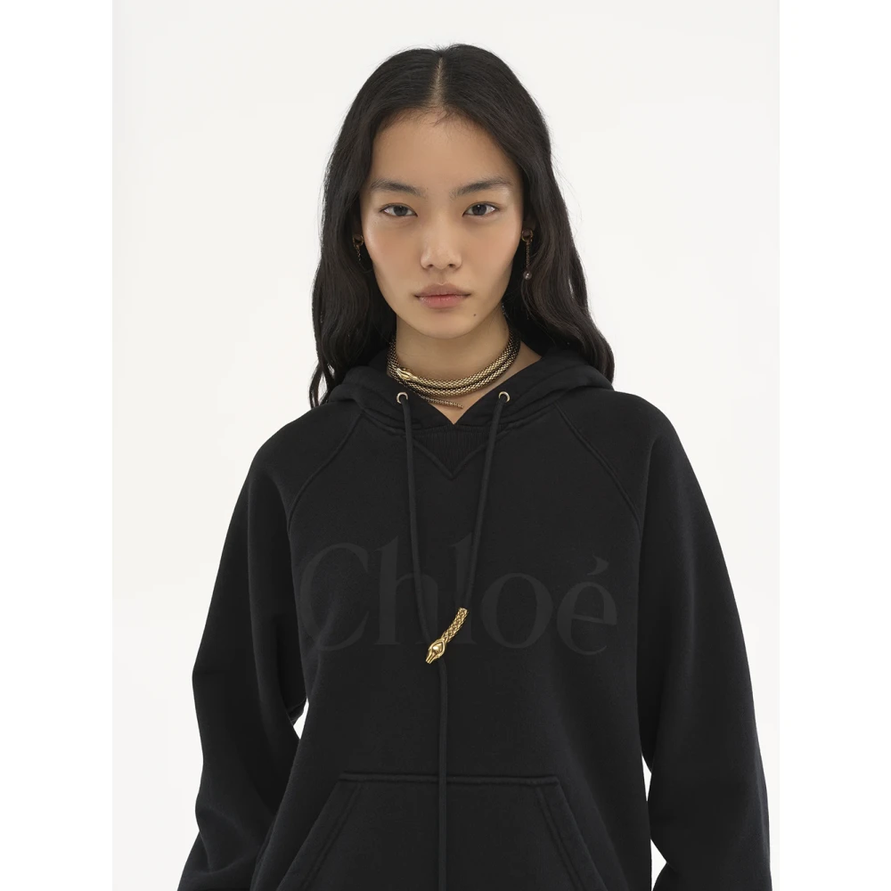 Chloé Zwarte Trui met Kangoeroezak Black Dames