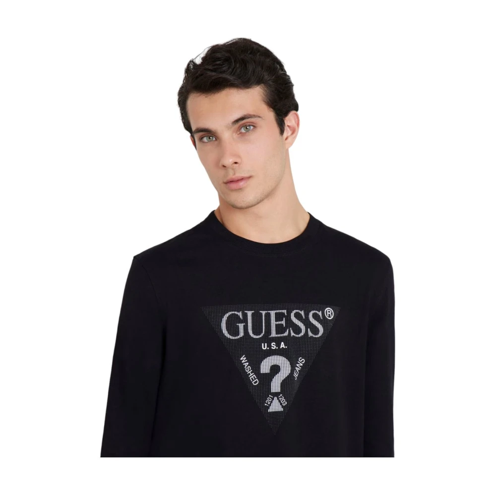 Guess Lange Mouw T-shirt Black Heren