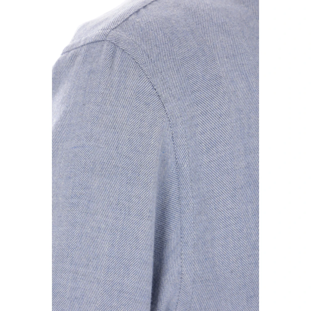 BRUNELLO CUCINELLI Lichtblauw Herringbone Casual Overhemd Blue Heren
