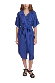 Clematisblå Midi Skjortklänning