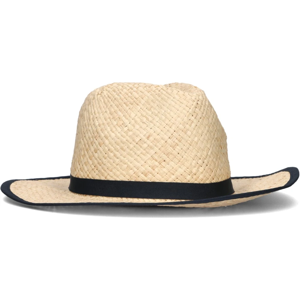 Tommy Hilfiger Strand Zomer Stro Fedora Hoed Beige Dames