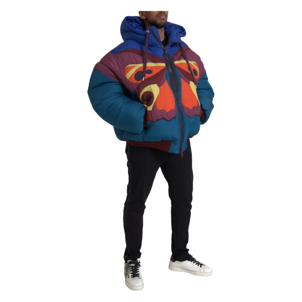Dolce & Gabbana Multicolor Vlinder Hooded Pufferjas Multicolor Heren