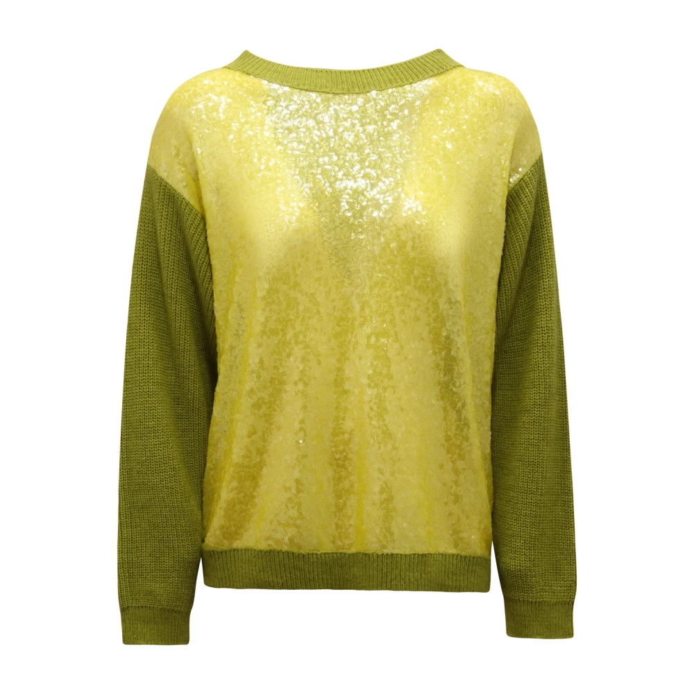 Pho Firenze Women's Green N1196 Wool-Blend Sweater With Paillettes