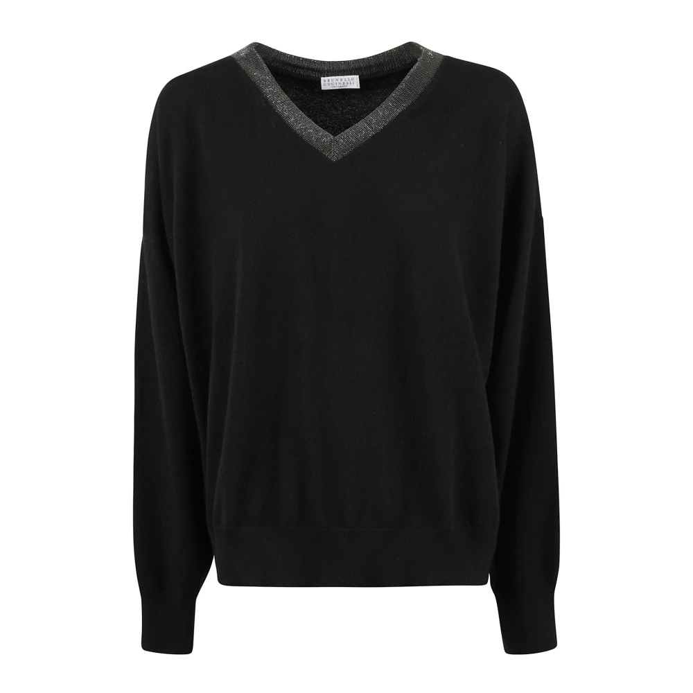 BRUNELLO CUCINELLI V-hals top in verschillende maten Black Dames