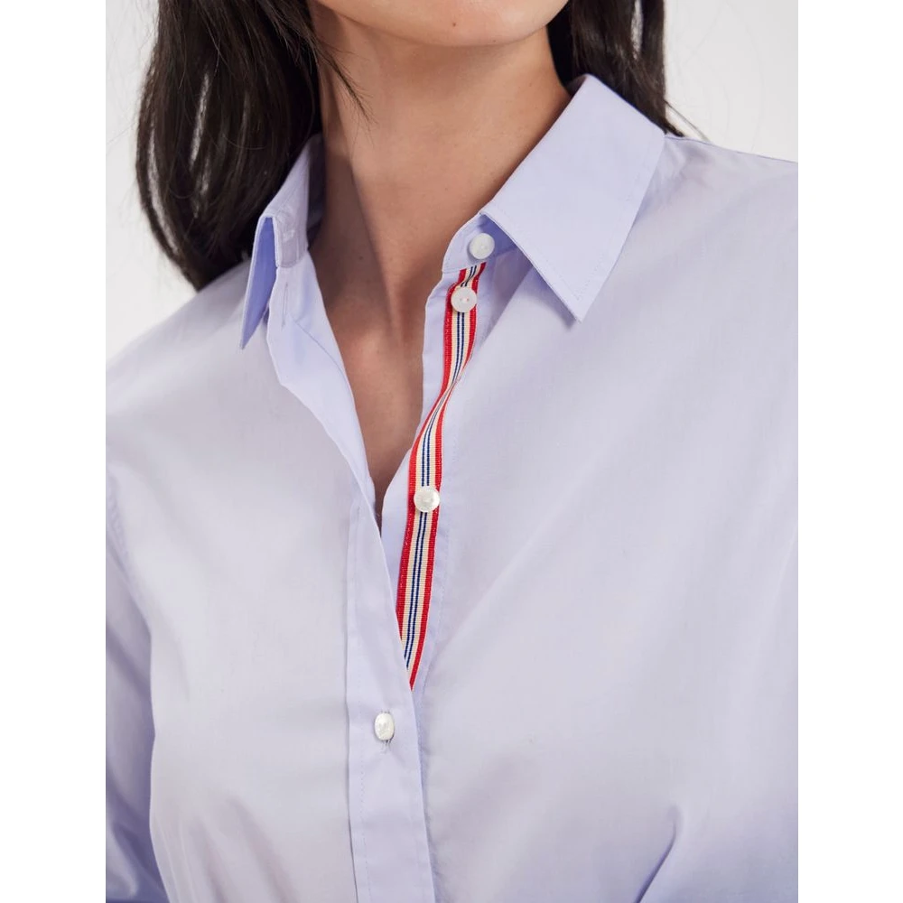 Ines De La Fressange Paris Navy Blauw Katoenen Slim Fit Overhemd White Dames