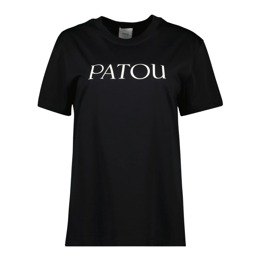 Patou Donna Nero T-Shirt In Cotone Biologico Collo Rotondo