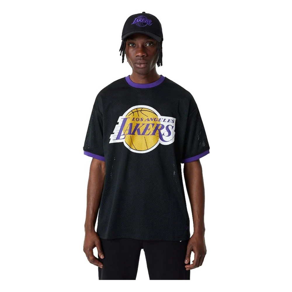 New era Nba Team Logo Mesh Os Tee Los Angeles Lakers T-shirt Black Heren