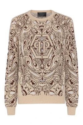 Cashmere & Silk Pullover Rund Hals LS Paisley Bandana