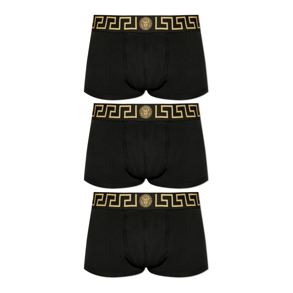 Versace Men's Black Greca Border Briefs 3-Pack