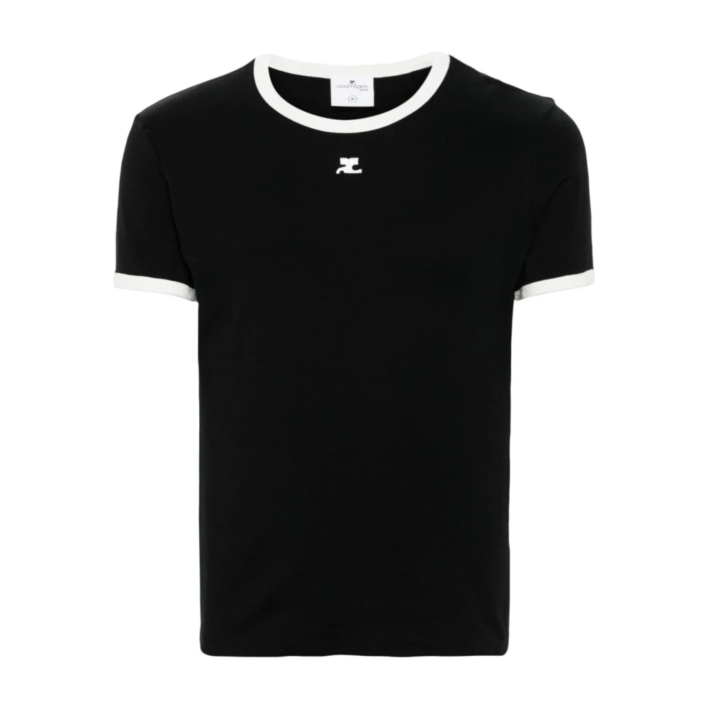 Courrèges Zwart Katoenen Jersey T-shirt Black Heren