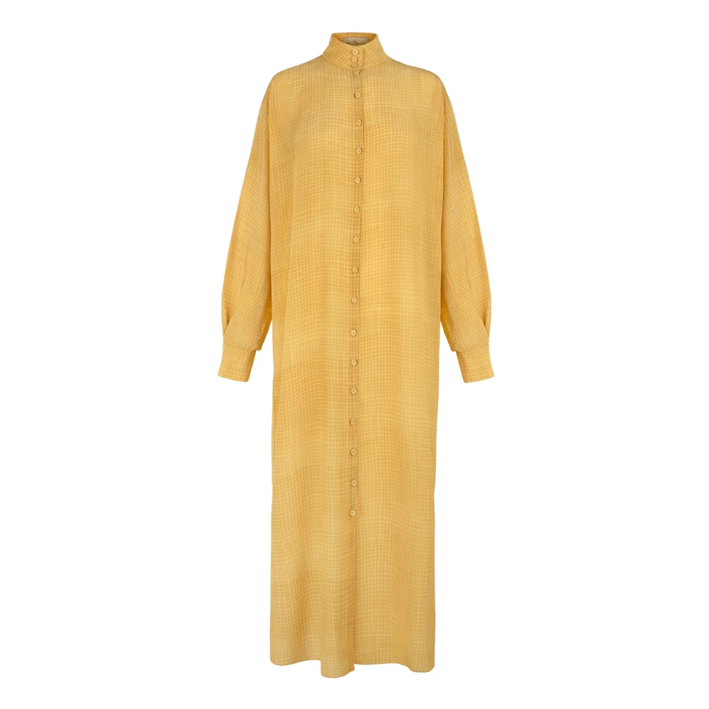 Cortana Mateo bedrukte zijden jurk Yellow Dames