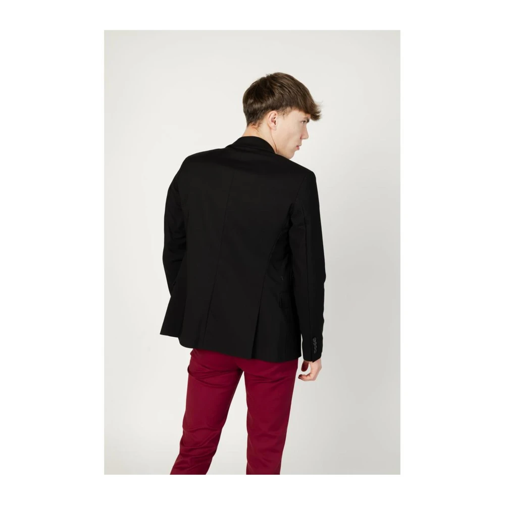 Gianni Lupo Herfst Winter Katoenmix Blazer Black Heren