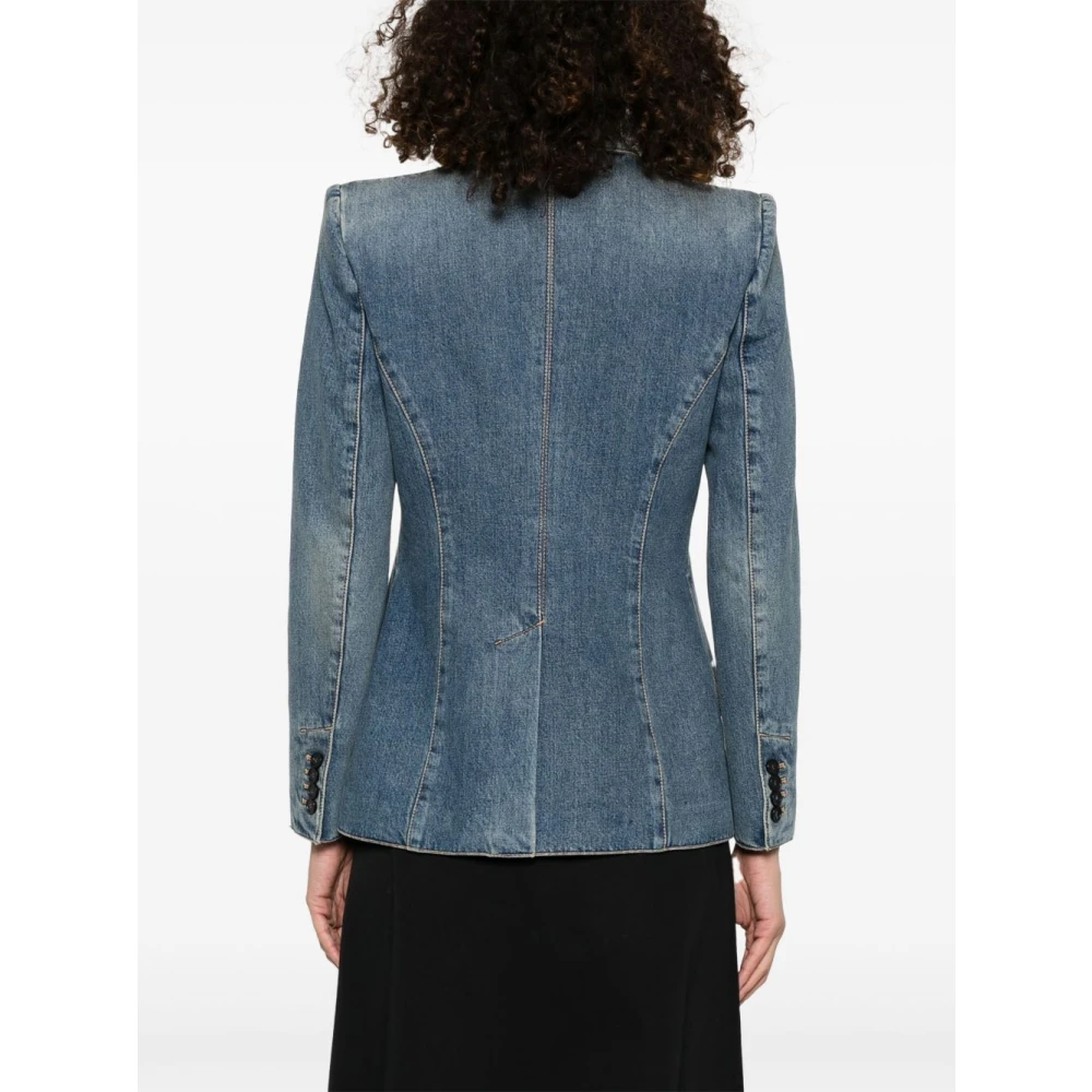 alexander mcqueen Indigo Blauw Knoopmanchet Jas Blue Dames
