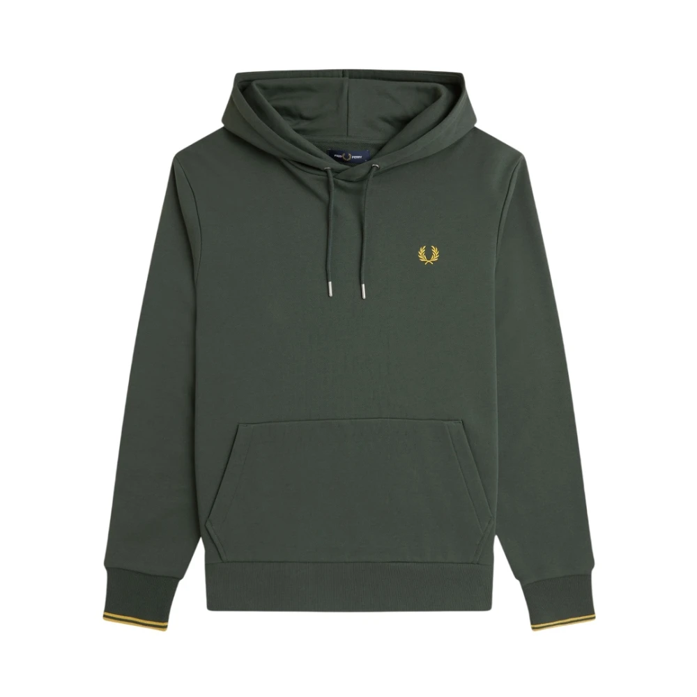 Fred Perry Grön huvtröja med dubbel randdetalj Green, Herr