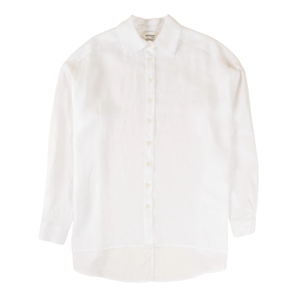 Ottod'Ame Klassieke oversized linnen shirt White Dames