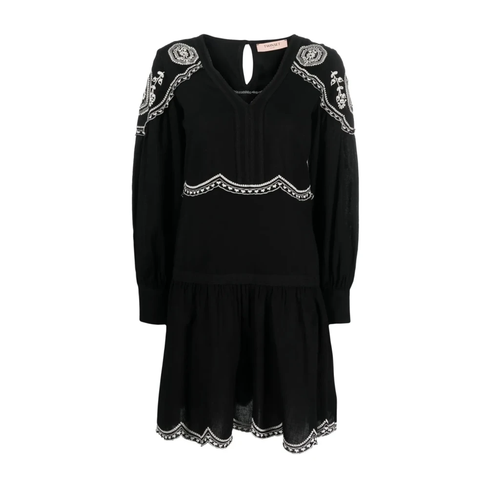 Twinset Women's Blue Short Dresses, S, Embroidered Short Dress