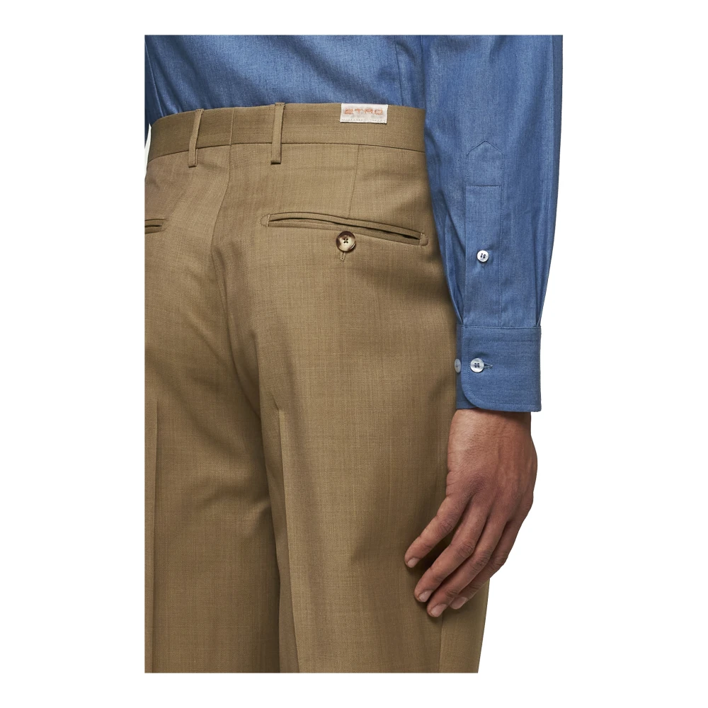 ETRO Beige Wollen Broek met Voorsluiting Beige Heren