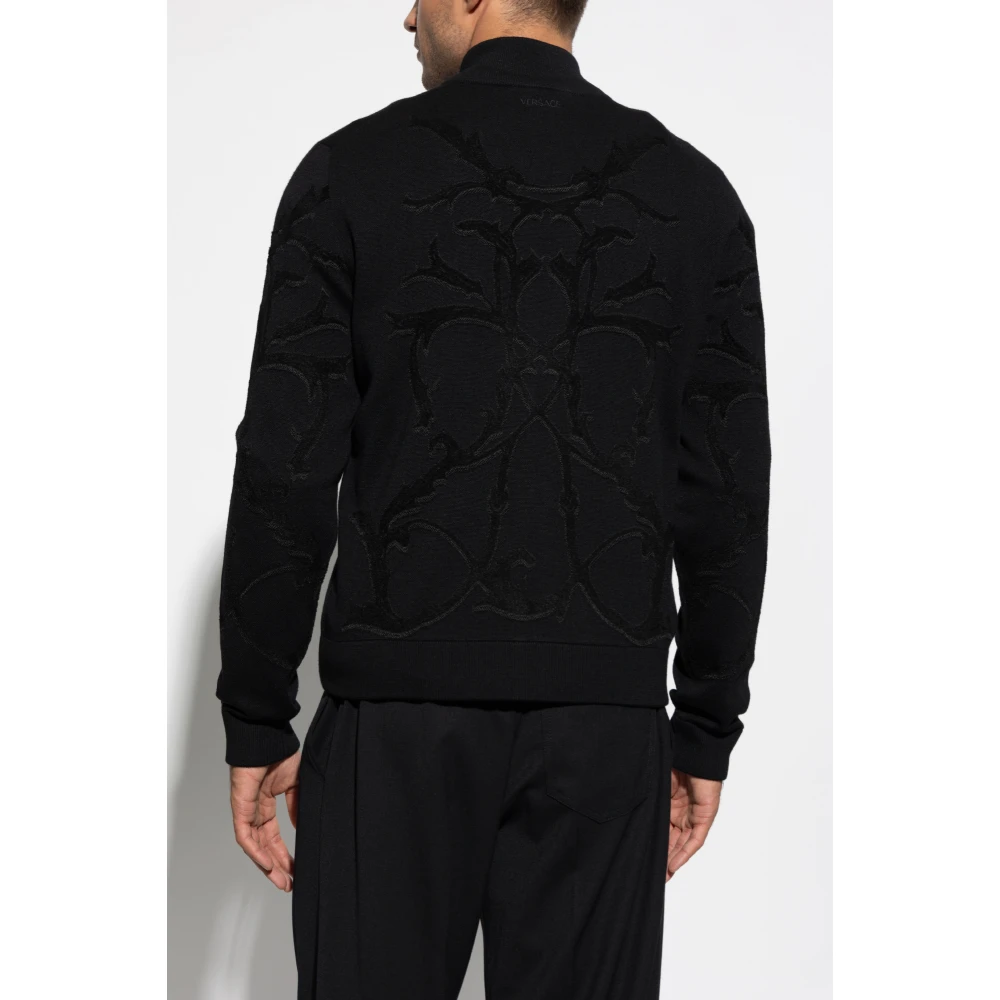Versace Cardigan met opstaande kraag Black Heren