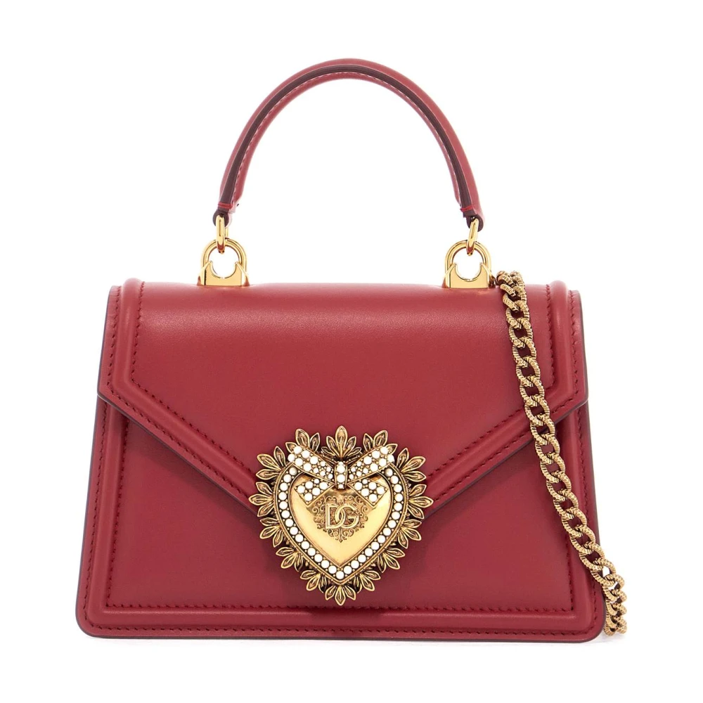 Dolce & Gabbana Rode klaproos lederen crossbody tas hart motief Red Dames