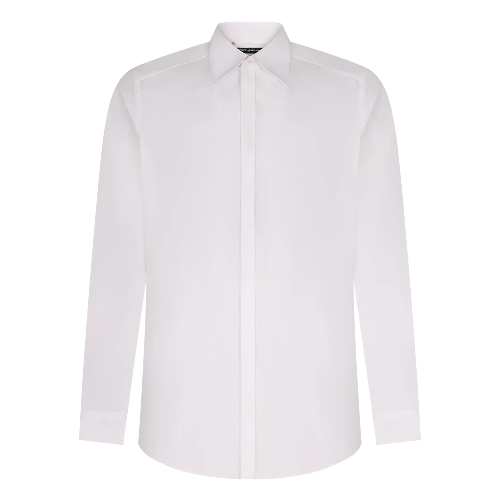 Dolce & Gabbana Cotton Stretch Shirt With Hidden Fastening - Male - Formal Shirts - White - M - Shirts