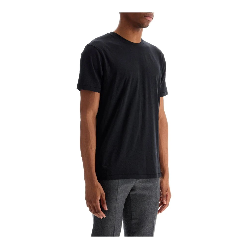 Tom Ford Zwarte Crew Neck Lyocell Katoen T-shirt Black Heren