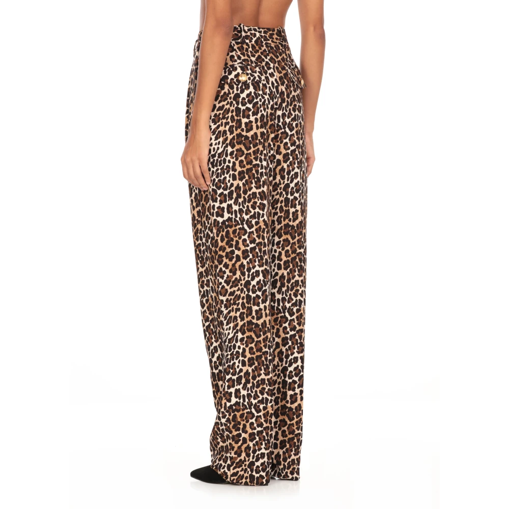 Elisabetta Franchi Bruine Animalier Patroon Crêpe Broek Brown Dames