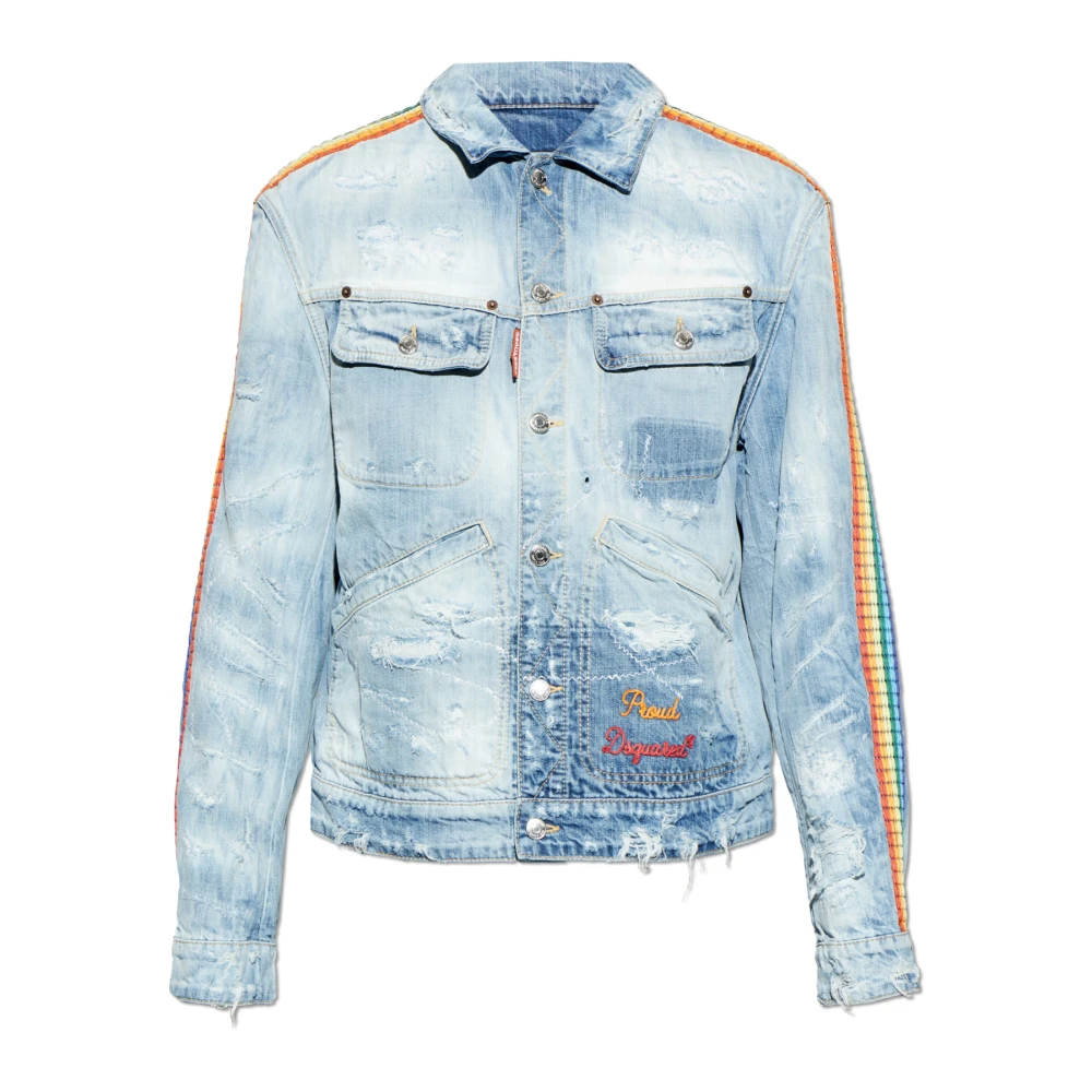 Dsquared2 Men's Blue Vintage-Effect Denim Jacket