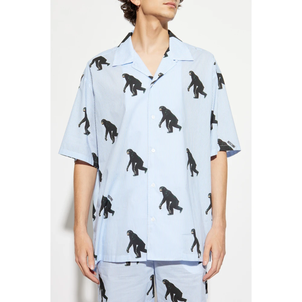 Moschino Dierenprint shirt Blue Heren