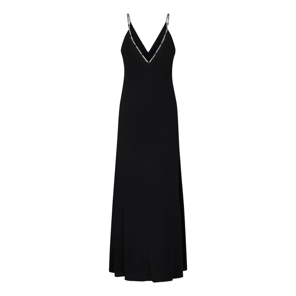 Max Mara Zwart V-hals Strass Trim Jurk Black Dames