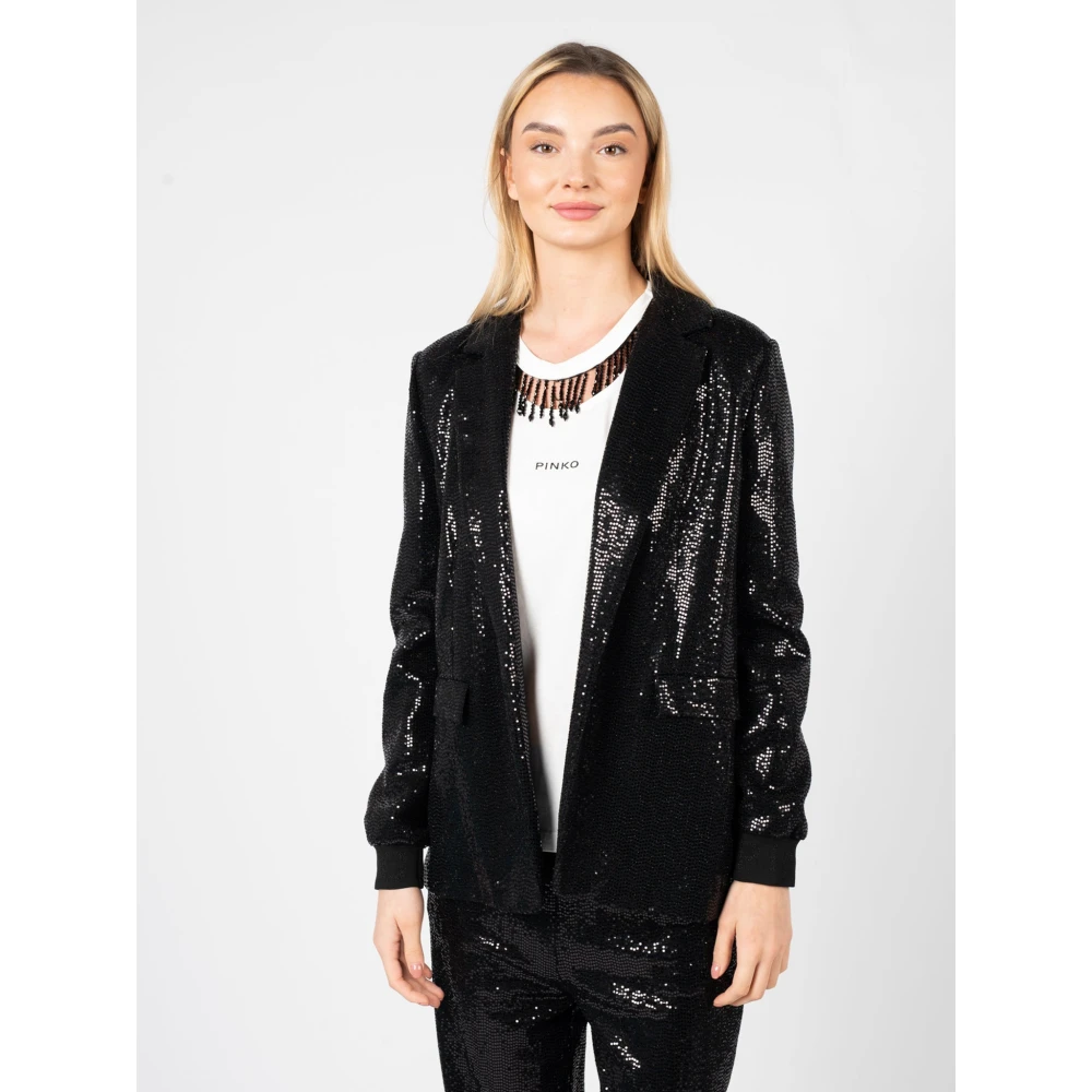 pinko Elegant Paillet Blazer Black Dames