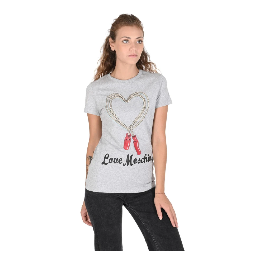 Love Moschino Lichtgrijs Katoenen T-Shirt Gray Dames