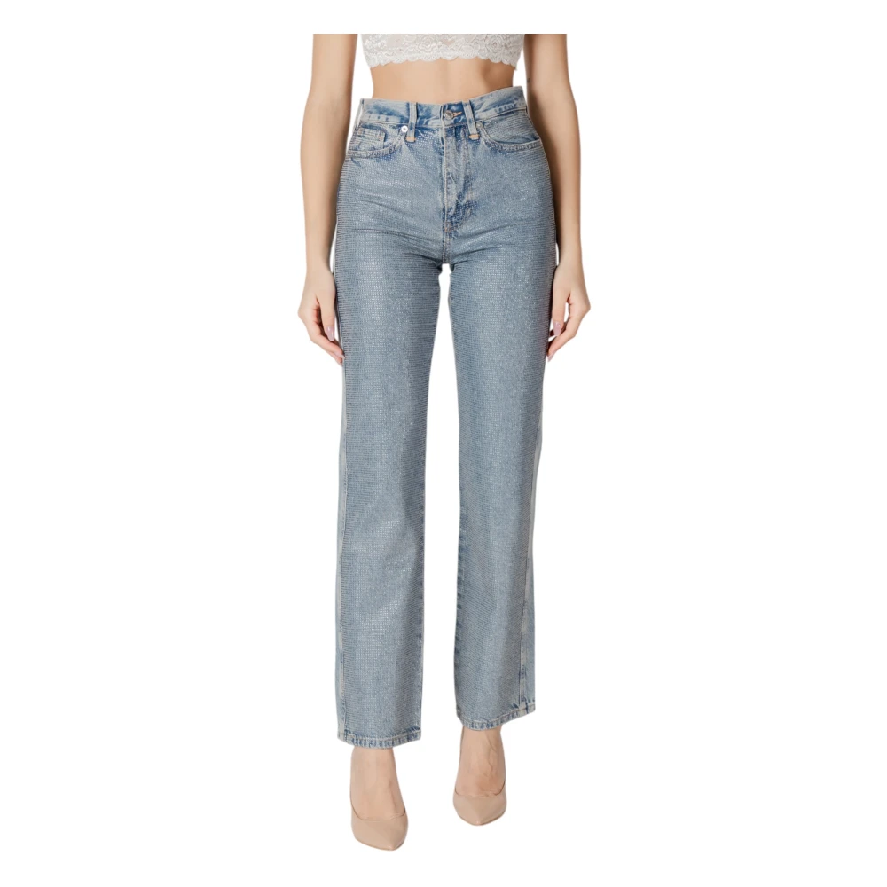Only Rhinestone Embellished Denim Jeans Blue Dames