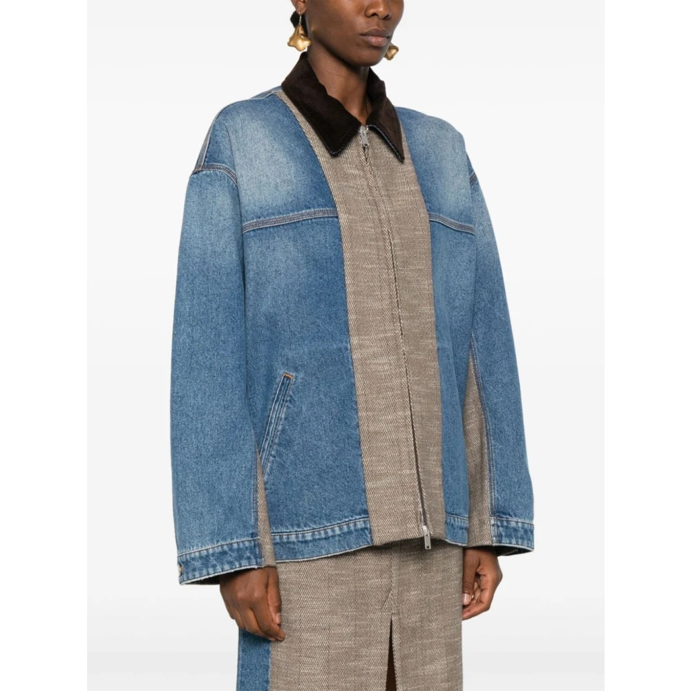 Stella Mccartney Blauwe Denim Tweed Jas Blue Dames