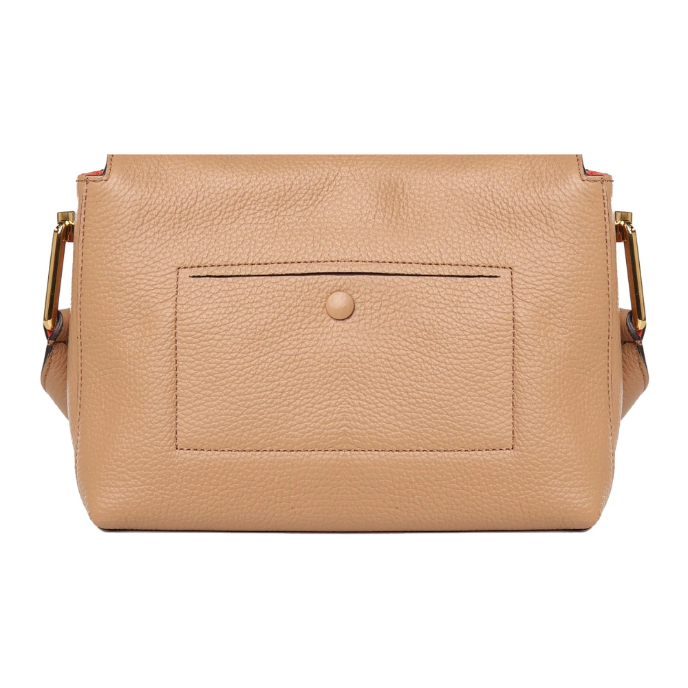Coccinelle Beige Leren Schoudertas met Klep Beige Dames