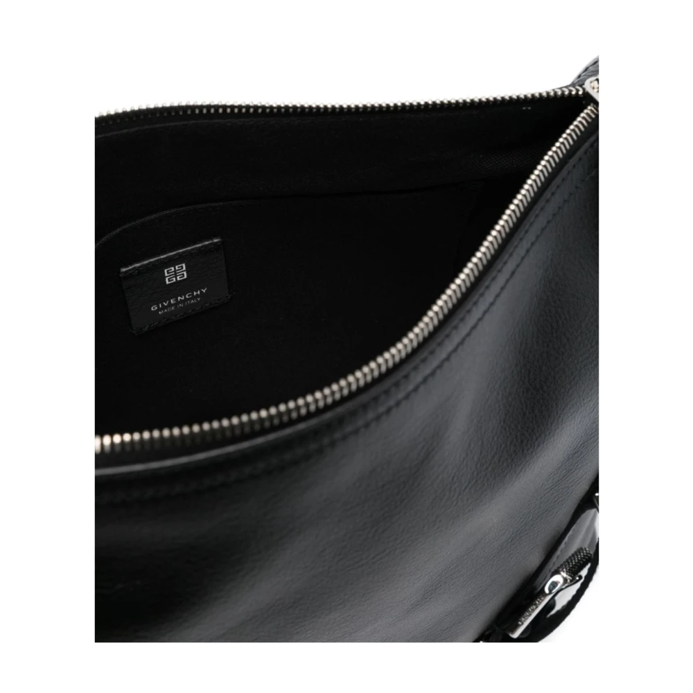 Givenchy Zwarte Leren Schoudertas met Gespdetail Black Heren