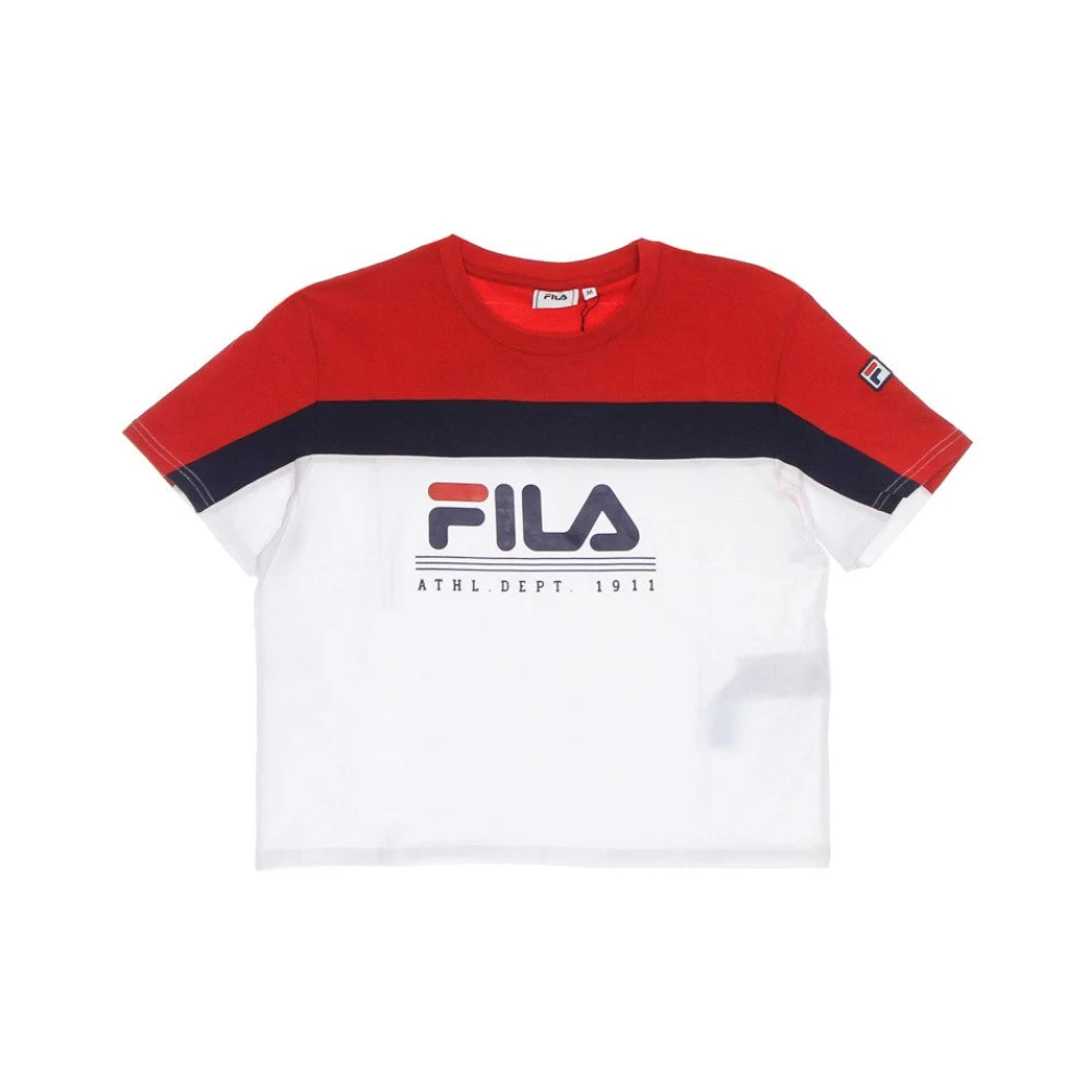 Fila Cropped Tee Bright White Rood Blauw Multicolor Dames