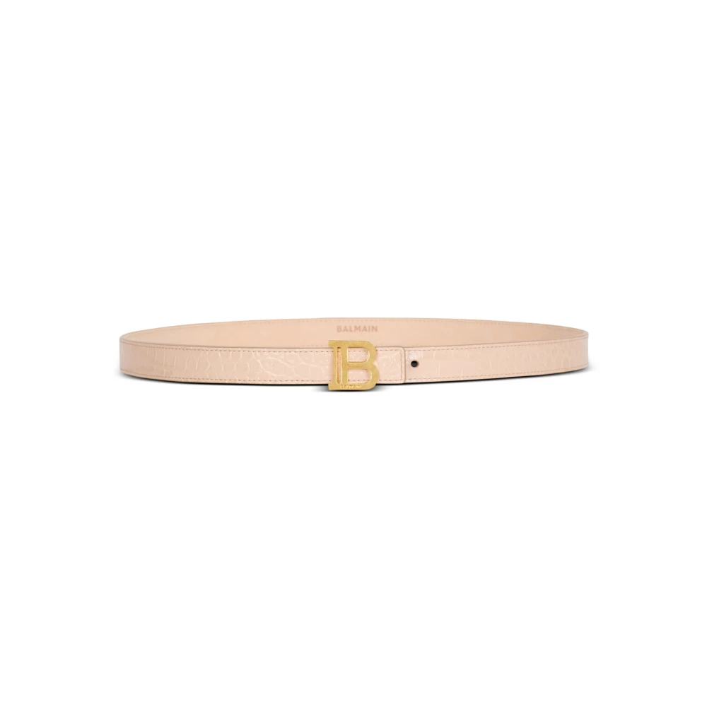 Balmain Dun B-Belt in krokodil-geëmbosseerd kalfsleer Beige Dames