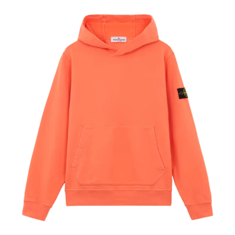 Stone Island Orange Hoodie med Logotypapplikation Orange, Pojke