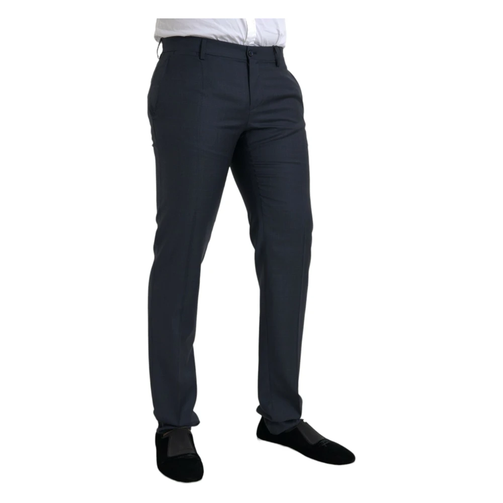 Dolce & Gabbana Blauwe Wol Heren Skinny Jurk Broek Blue Heren