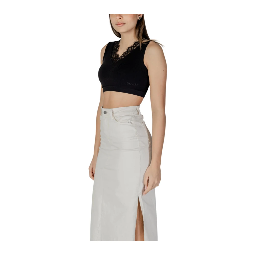 Guess Zwarte V-Hals Mouwloze Top Black Dames