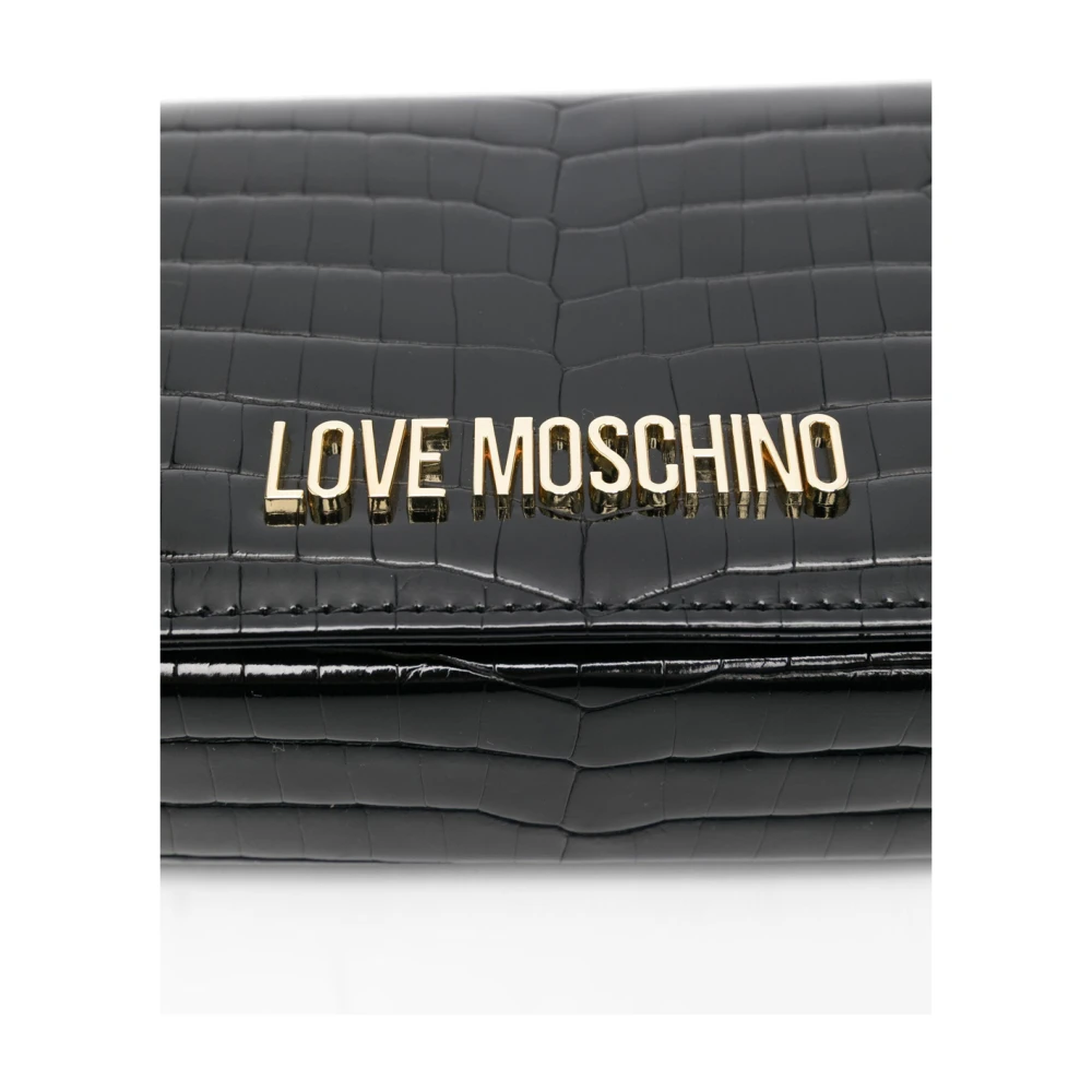Love Moschino Zwarte Krokodil Logo Schoudertas Black Dames