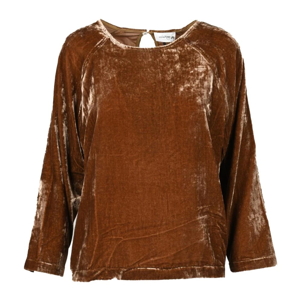 Ottod'Ame Elegante Rayon Blend Blouse Brown Dames
